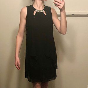 Pearl Embellished Chiffon Shift Dress